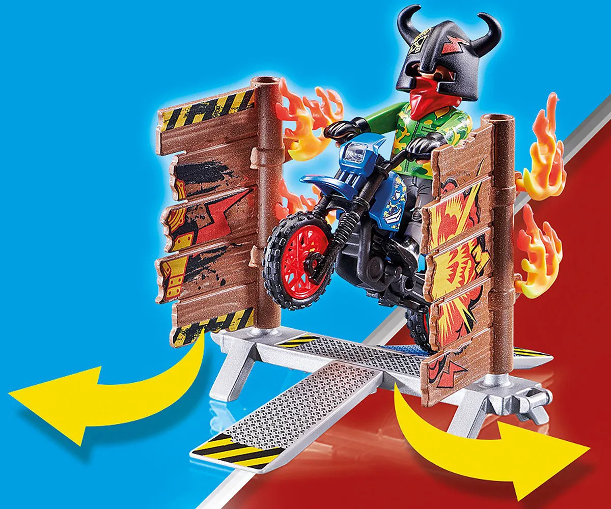 Playmobil - Занимателен комплект за игра Каскадьорско шоу, Мотоциклет с огнена стена, 26 елемента 5