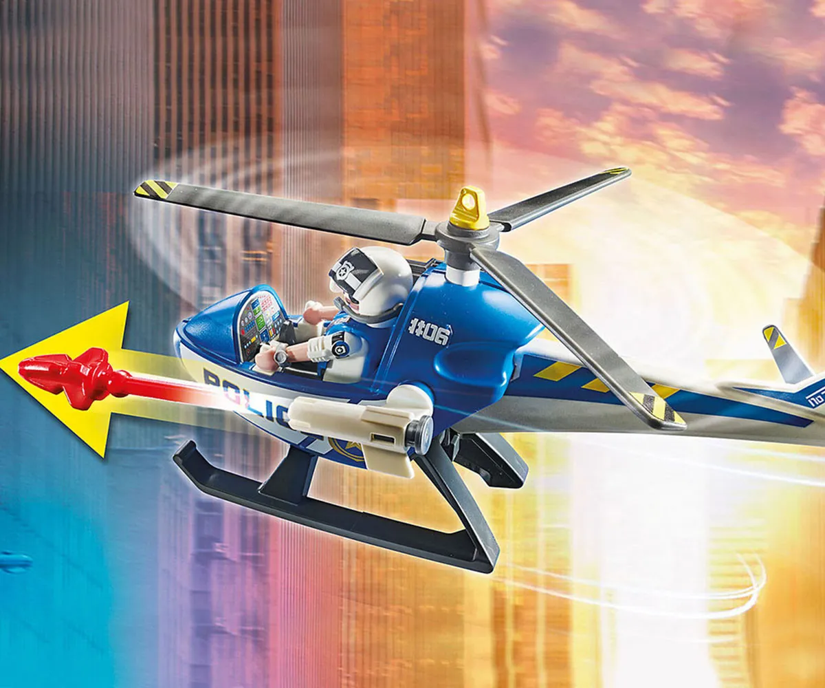 Playmobil - Занимателен комплект за игра  Полицейско преследване с хеликоптер на избягал ван 3