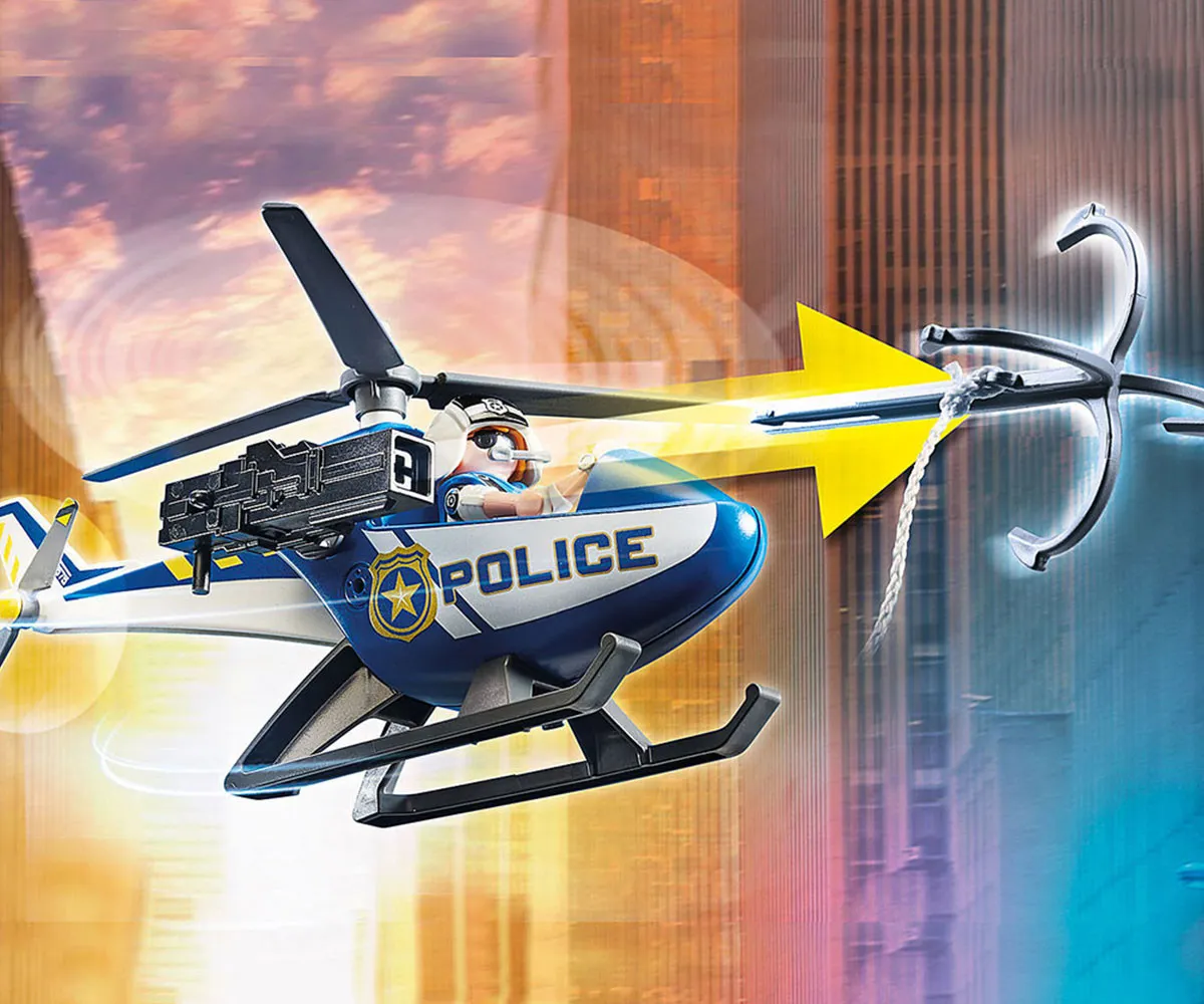 Playmobil - Занимателен комплект за игра  Полицейско преследване с хеликоптер на избягал ван 5