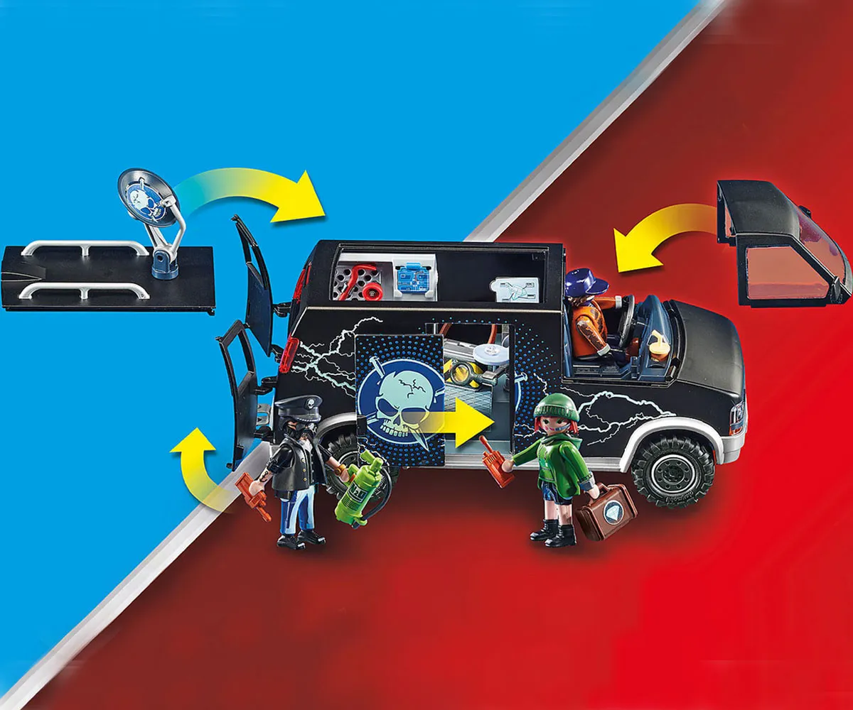 Playmobil - Занимателен комплект за игра  Полицейско преследване с хеликоптер на избягал ван 6