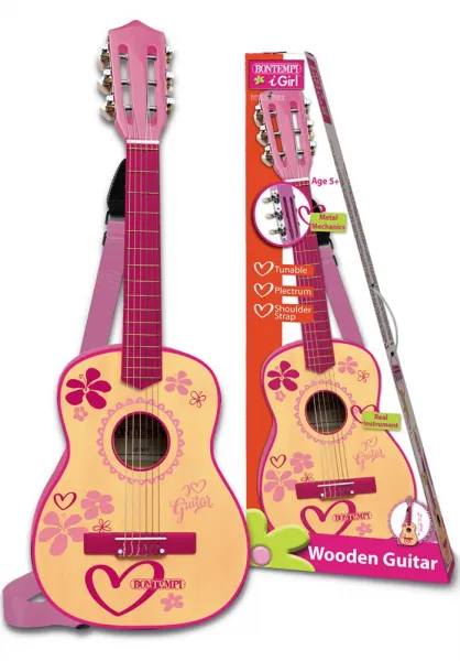 Bontempi - Класическа дървена китара за момиче 55см  1