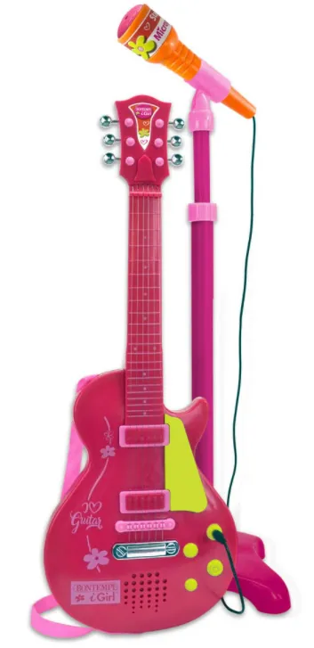 Bontempi -Комплект Електронна рок китара за момичета + микрофон на стойка  4