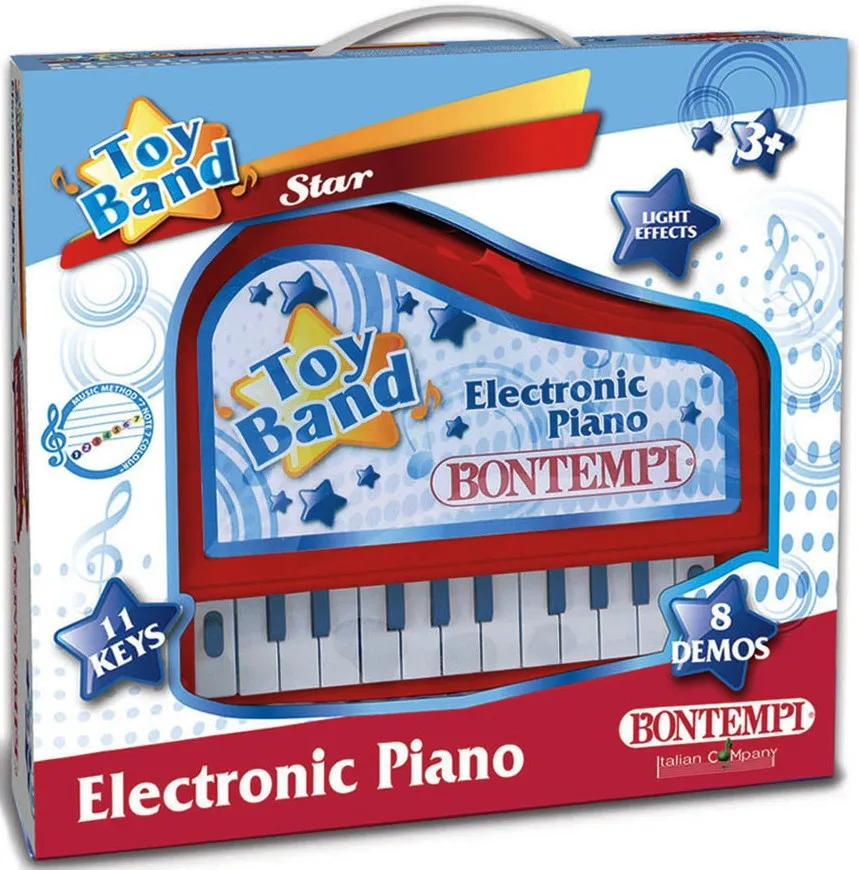 Bontempi - Малко червено пиано, 11 клавиша, 8 песни  2