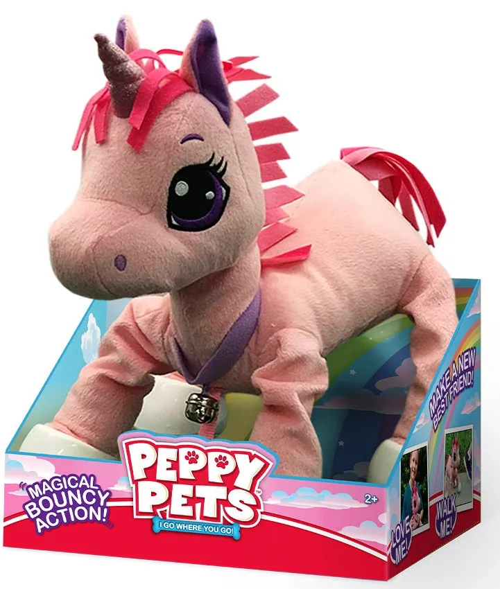 Peppy Pets - Плюшен любимец за разходка навън - Розов еднорог  1