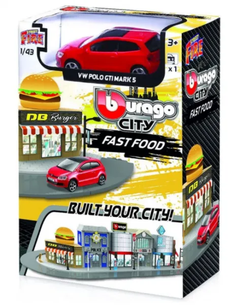 Bburago Street Fire - Заведение за бързо хранене + автомобил  1