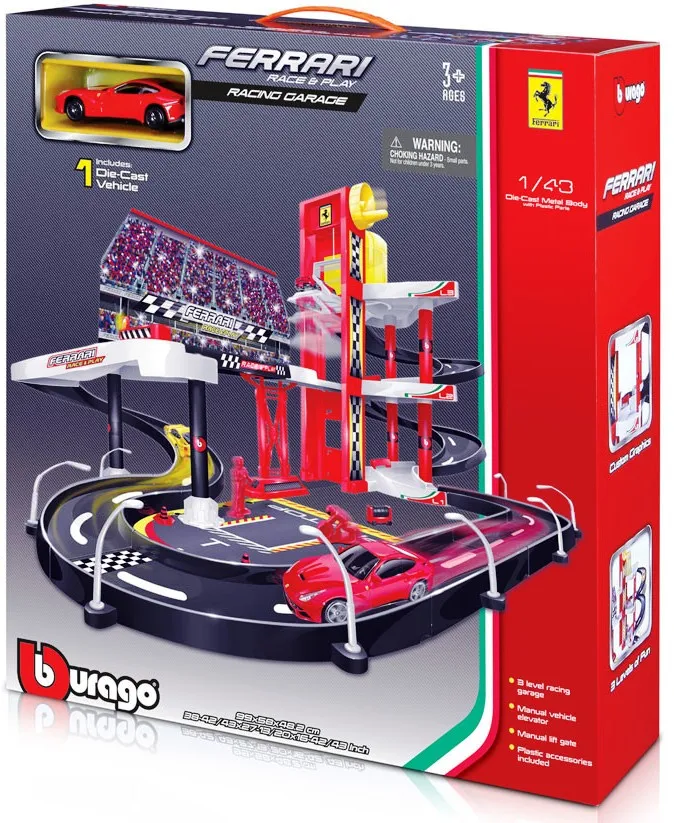Bburago Ferrari - Състезателен гараж с 1 брой кола,  paзличнa aтpaкция на всеки етаж  2