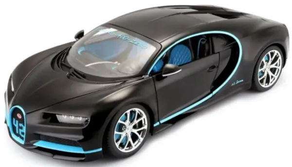 Bburago Plus - модел на кола 1:18 - Bugatti Chiron, черен  1