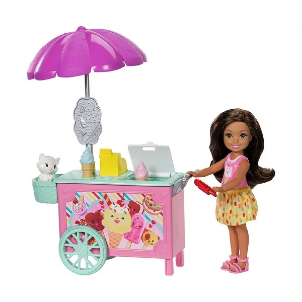 Кукла Barbie/Барби - Игрален комплект Челси с аксесоари за пикник или количка за сладолед  4