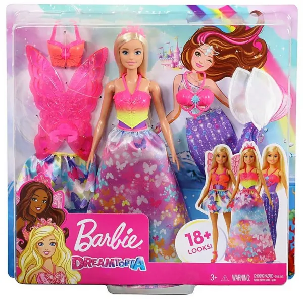 Кукла Barbie/Барби - Комплект с три костюма: русалка, фея и принцеса 1