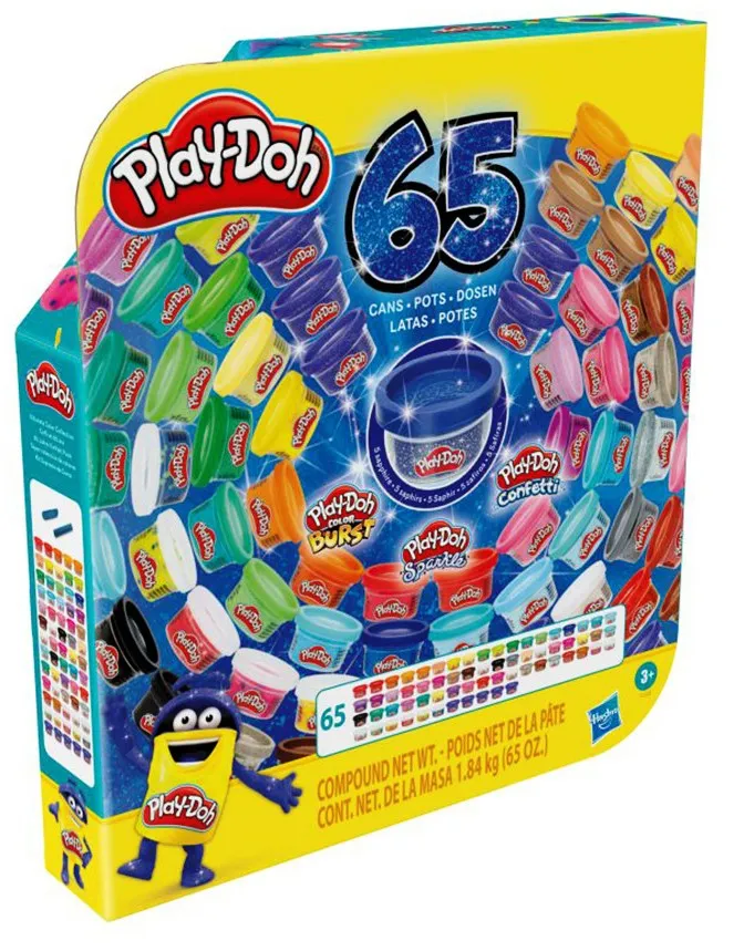 Play Doh пластелин  - Празничен комплект 65 кенчета, различни цветове 3