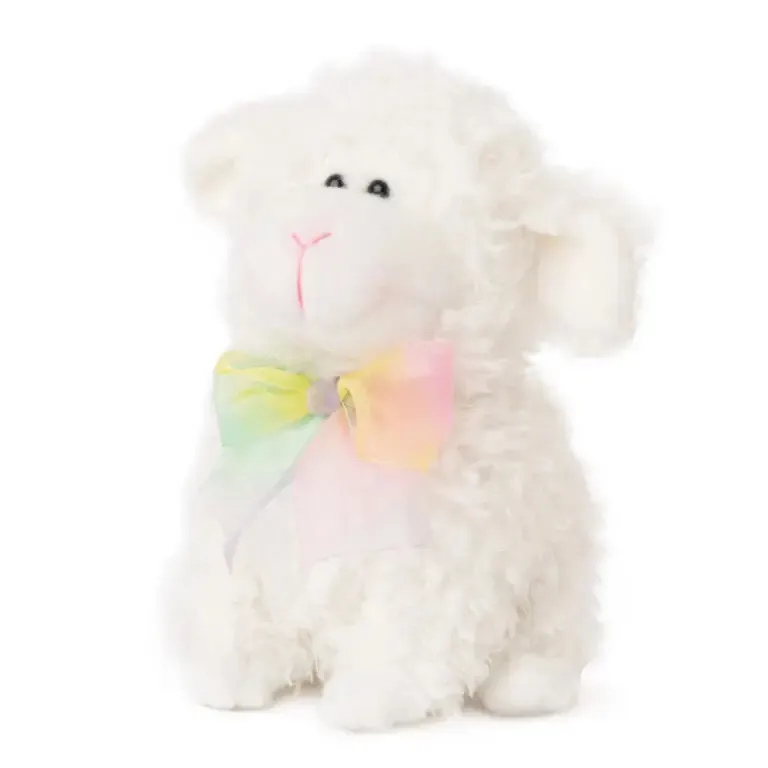 Бяло овца със цветна панделка, 28см
