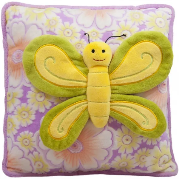 Плюшена възглавница с пеперуда, Лилава със зелена пеперуда, 30х30см