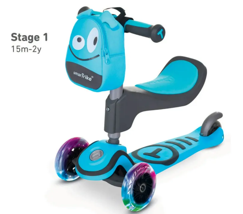 Детски скутер smarTrike Т1 със седалка или без , син 3