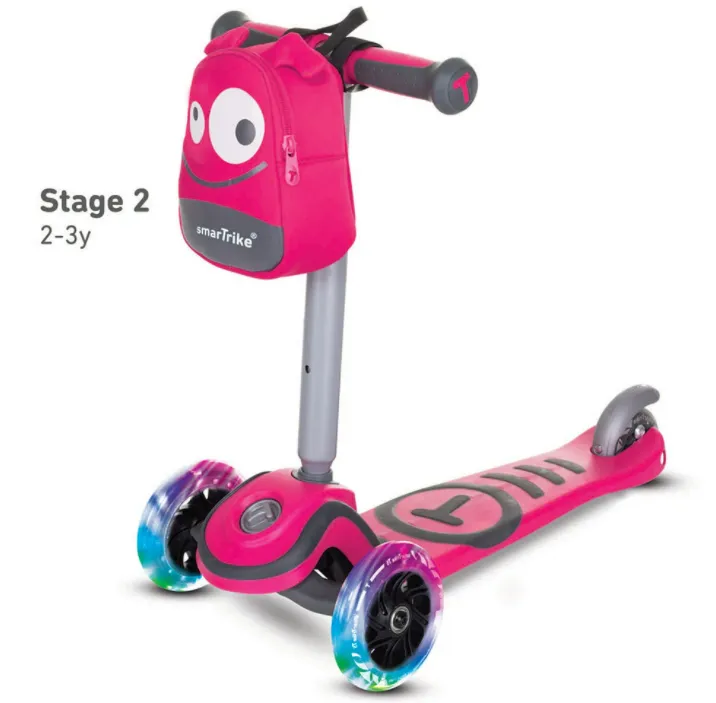 Детски скутер smarTrike Т1 със седалка или без 3в1, розов 5