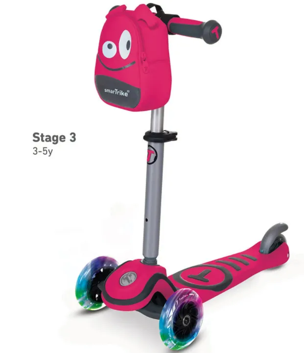Детски скутер smarTrike Т1 със седалка или без 3в1, розов 6
