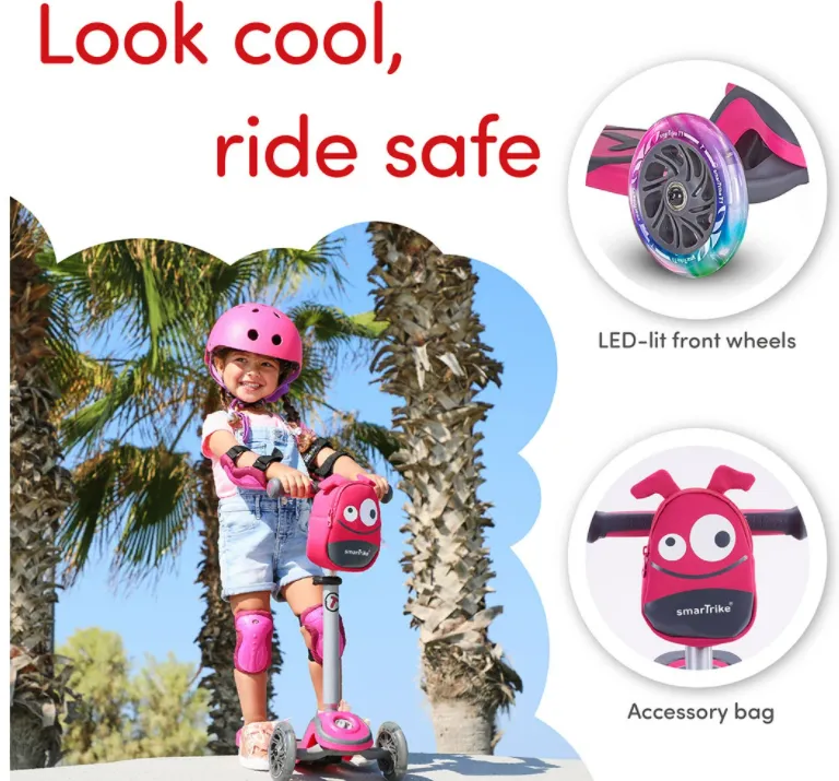 Детски скутер smarTrike Т1 със седалка или без 3в1, розов 10