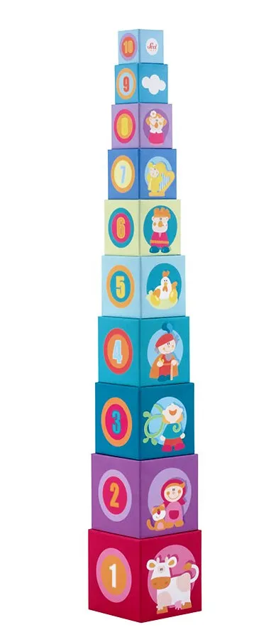 Дървена играчка Sevi - Кубчета приказка, цифри и герои 2