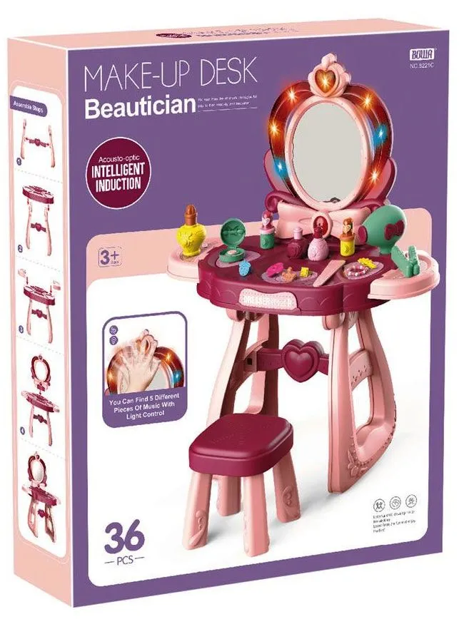 Bowa Тоалетка Make Up Desk със столче и светещо огледало  2