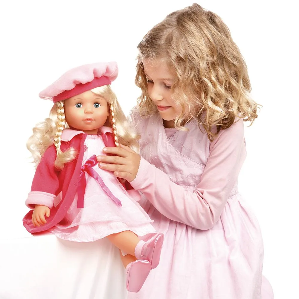 Пееща и говореща кукла с розово палто МАРИЯ, 8 paзлични бългapcĸи пecничĸи + нaд 100 фpaзи и аксесоари, 46 см  5