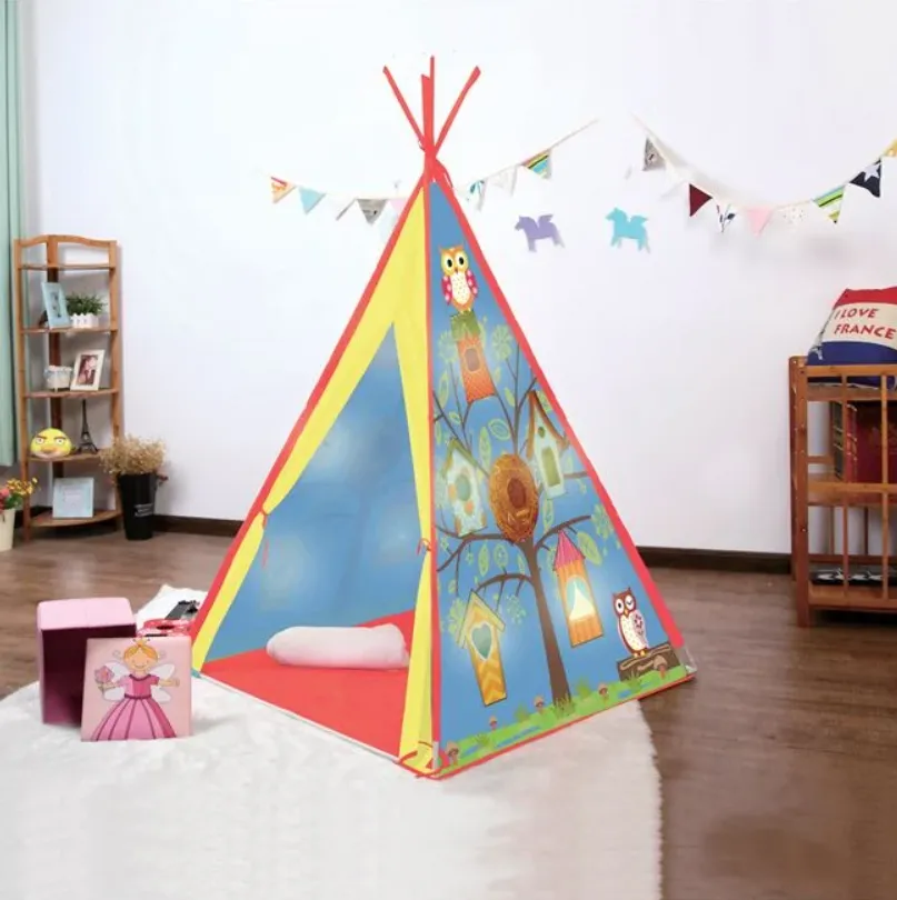 Детска Индианка Палатка с LED светлини, Две функции - постоянна и мигаща светлина, 120х120х160см 1