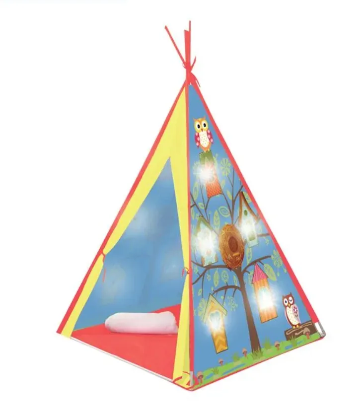 Детска Индианка Палатка с LED светлини, Две функции - постоянна и мигаща светлина, 120х120х160см 3