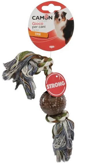 Camon TPR ball with cotton rope - Въже с TPR топка въже - 29см.