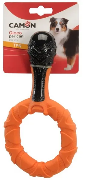 Camon Tpr Bicolor Dumbbell With Ring - Играчка за куче - TPR двуцветен дъмбел с халка - 21см.
