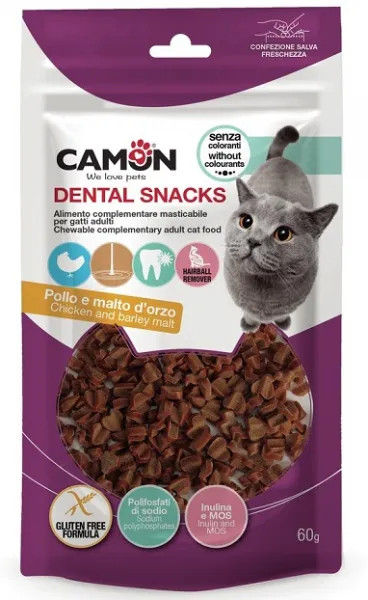 Camon Dental Snacks - Дентален снакс за котки с пилешко месо и малц - 60гр.