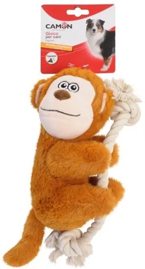 Camon Dog Toy Monkey with Rope and Squeaker - Играчка за куче плюшена маймунка с въже - 30см.