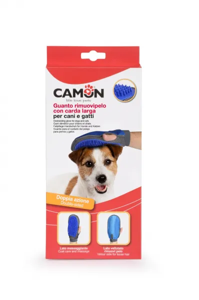 Camon Deshedding glove with coarse knobs for dogs and cats - Двойна ръкавица за кучета и котки