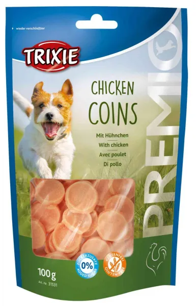 Trixie PREMIO Chicken Coins Treats - лакомство за кучета монетки с пилешко месо - 100гр.