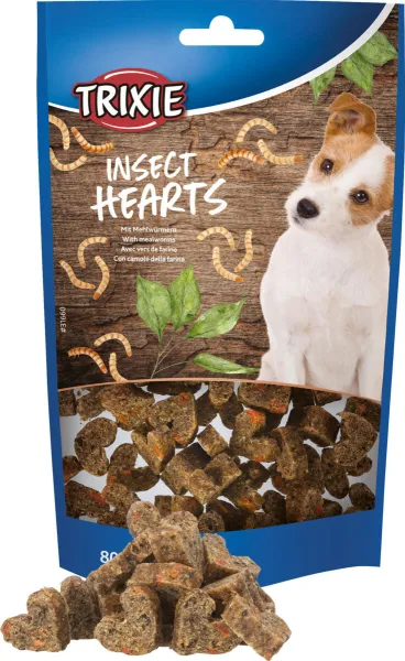 Trixie Insect Hearts - хранителна добавка за кучета с брашнени червеи и сладък картоф във формата на сърца - 80гр.