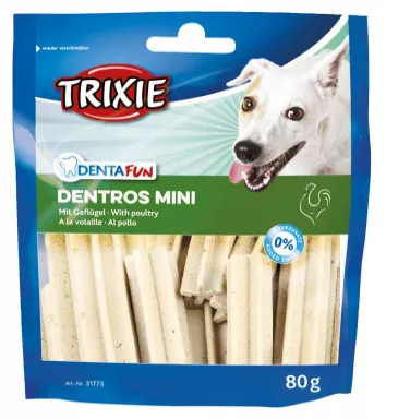 Trixie Denta Fun Dentros Mini - дентално лакомство за кучета  пурички с пилешко месо - 80гр.