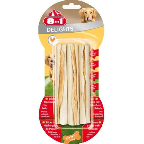 8In1 Delights Chicken Sticks - дентално лакомство за кучета пръчици с пилешко месо - 3бр.
