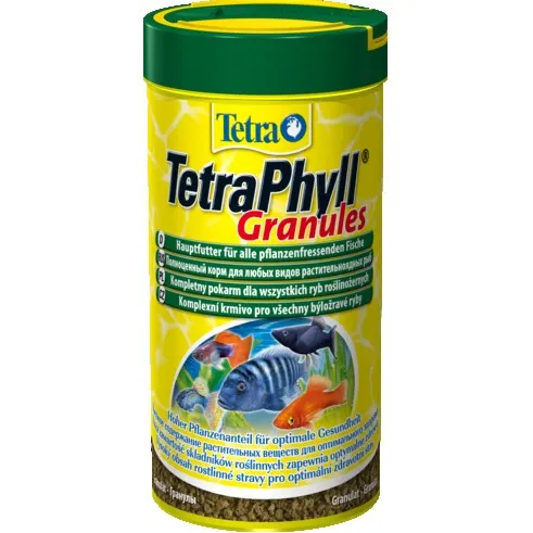 TetraPhyll Granules Храна за тревопасни тропически рибки гранули 250мл.