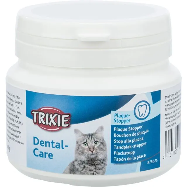 Допълнителната храна на прах за грижата за зъбите на вашата котката.