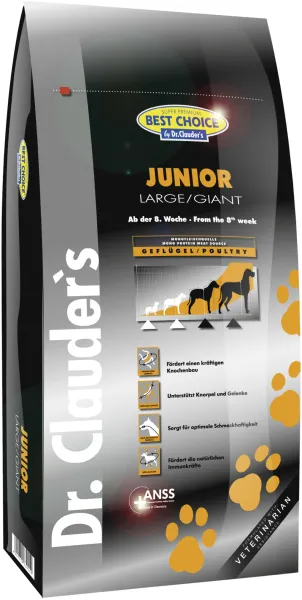 Dr. Clauder’s Best Choice Super Premium Junior Large Breed – суха храна за подрастващи кучета от големи/много големи породи - 0.350кг., 4кг., 12.5кг. 