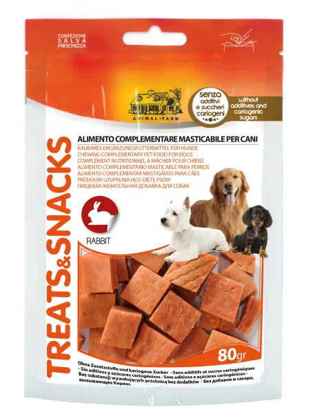 Camon Rabbit Snack - лакомство за кучета меки хапки във формата на кубчета със заешко месо - 80гр.