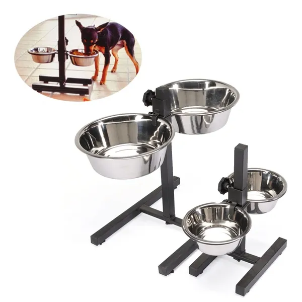 Camon Bowl Stand With Two Steel Bowls - двойна купа на поставка различни размери - 900мл., 1600мл., 2500мл., 4000мл. 