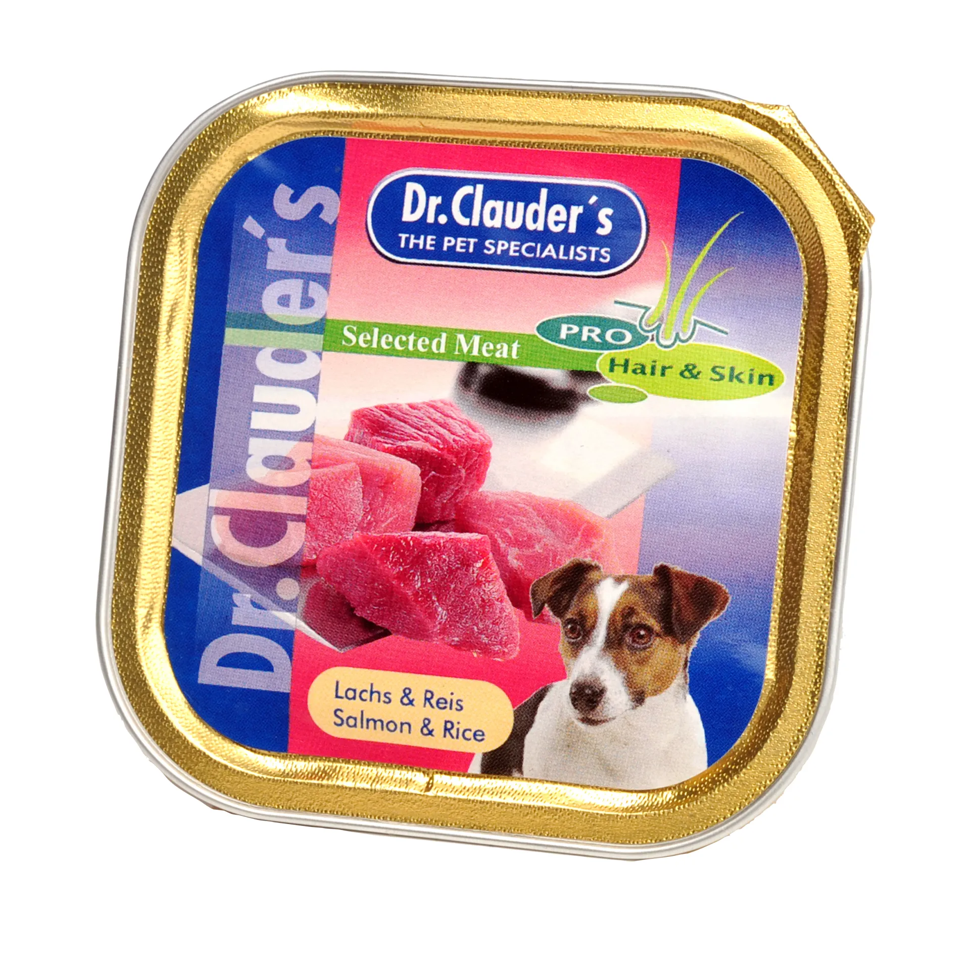 Dr. Clauder’s Selected Meat Pro Hair Skin Salmon Rice -  мокра храна за кучета със сьомга и ориз  за кученца с проблемна кожа и козина - 100гр.