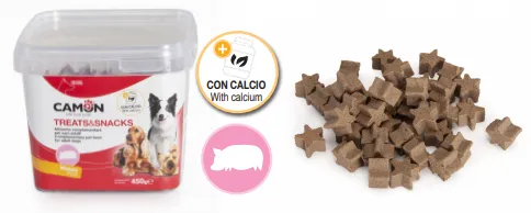 Camon Snack box semi-moist stars with pork and calcium flavour - Лакомства за кучета под формата на звездички с вкус на  свинско месо - 450гр.