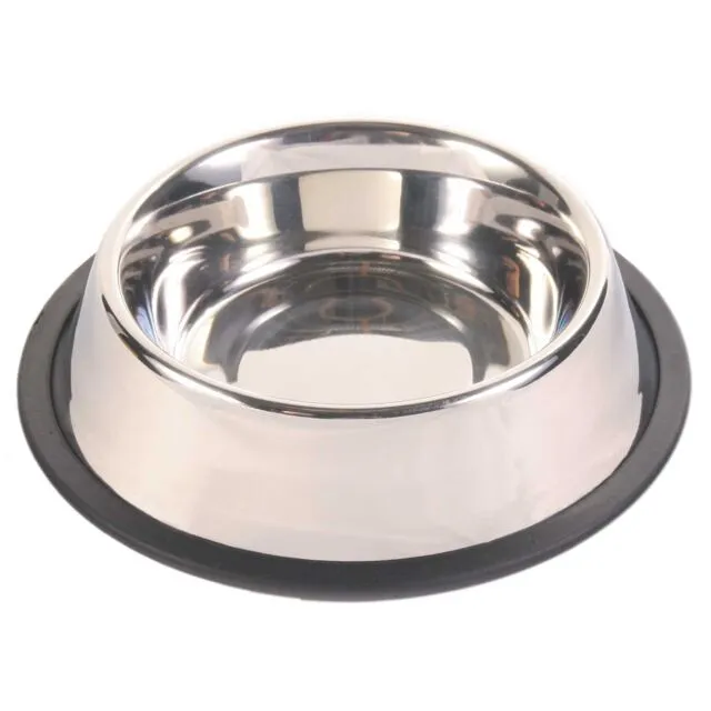 Trixie Stainless Steel Bowl Whit Rubber Ring - метална купа с гумен пръстен - 200мл., 450мл., 700мл., 900мл., 1750мл., 2700мл.