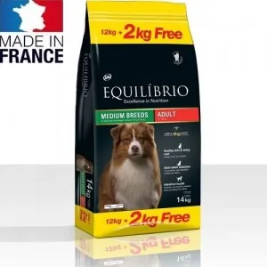 Equilibrio Adult Medium Breeds - храна за израснали кучета от средни породи - 12+2кг. ГРАТИС