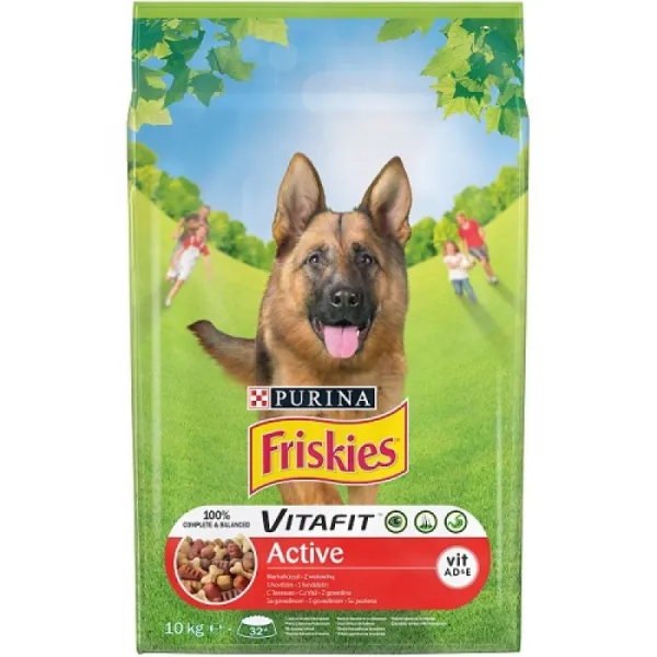 Friskies Adult Active - храна за израснали кучета с повишена физическа активност с говеждо месо - 10кг.