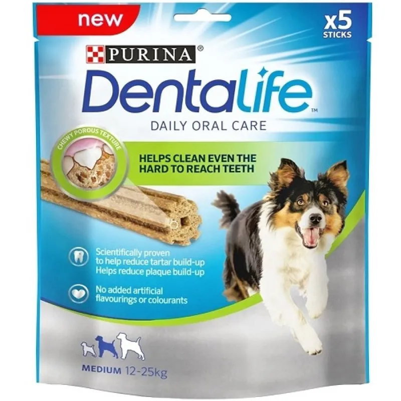 Purina DentaLife Medium Dog Dental Chew - дентални пръчки за кучета от средни (12-25кг.) породи - 115гр.