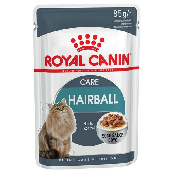 Royal Canin Hairball Care - мека храна в сос за котки над 12 месеца за намаляване образуването на космени топки - 12x85гр.