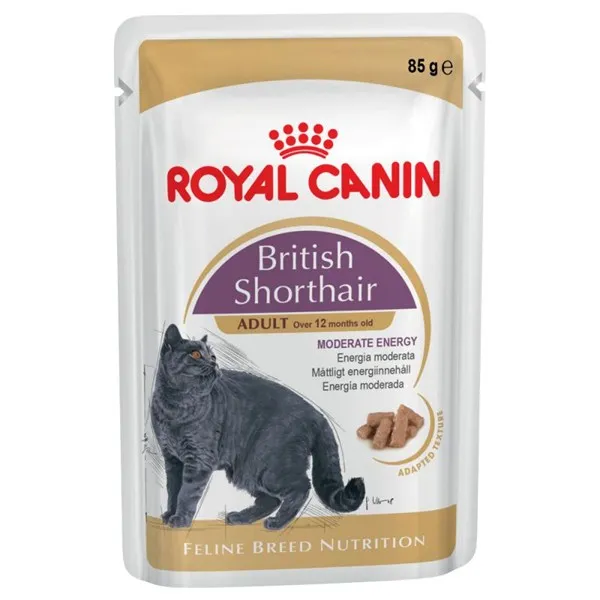 Royal Canin Breed British Shorthair - мокра храна в пауч за британски късокосмести котки в зряла възраст над 12 месеца - 12x85гр.