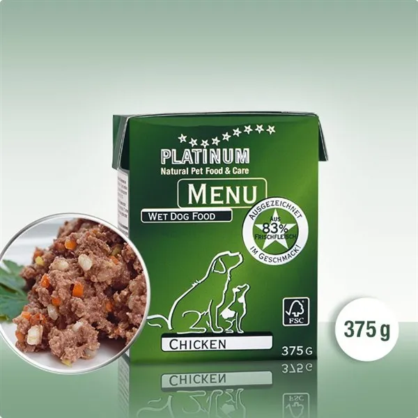 PLATINUM MENU Chicken - мека храна за кучета с пиле - 375гр.