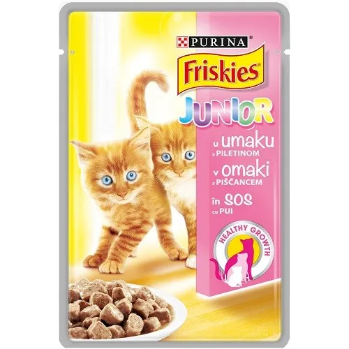 Friskies Junior with Chicken in Sauce - мокра храна за подрастващи котенца с пилешко месо в сос - 85гр.