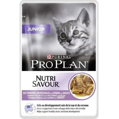 Pro Plan Nutri Savour Junior With Turkey In Sauce - мокра храна за подрастващи котенца до 1г. с пуешко месо в сос - 85гр.